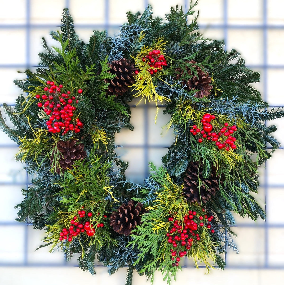 Holiday Christmas Wreath mixed greenery RCN amp and crop
