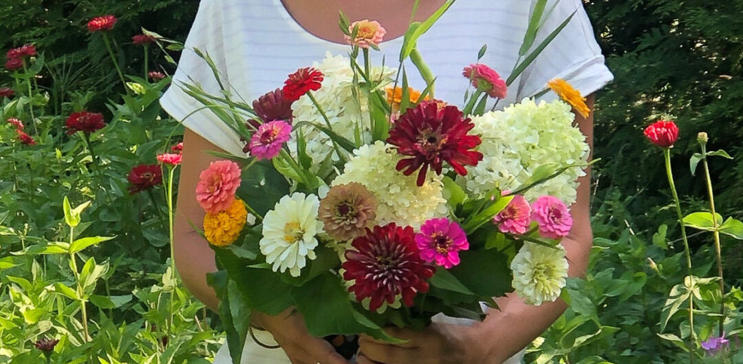 Rachel Brownlee with flowers