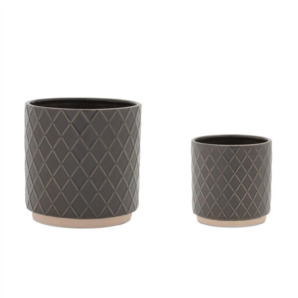 Ceramic Diamond Pattern Planter (Set of 2)